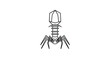© Rohit - Minimalist black line art icon of a bacteriophage virus, a scientific symbol for microbiology and virology, on a white background.