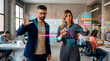 © Rendara Studio - Designers mapping digital workflow through a holographic interface in an open office