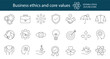 © The Icon Hub - Business ethics and core values editable stroke outline icons set