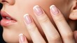 © Tatiana - Woman with smooth skin and french manicure. Natural makeup and perfect nails. Beauty and cosmetic care concept for skin and hands.