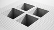 © Veronica - Optical Illusion of Four Deep Squares on Graph Paper, 3D Drawing, Surreal Art