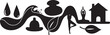 © OneStock Design - Black silhouettes of spa and home icons combined