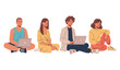 © supplement - Diverse group of young adults using laptops in casual attire