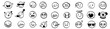 © Alina Nikitaeva - Doodle face emotion symbol sigh simple line art collection. Hand drawn vector mood expression illustration set bundle.
