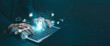 © ภัทรชัย รัตนชัยวงค์ - The concept of cybersecurity, access to users' personal data, and security.glowing shield and padlock representing enterprise data protection, secure system access, digital privacy, network safety