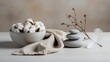 © Bricio - Cotton Boll Bowl with Zen Stones and Feather