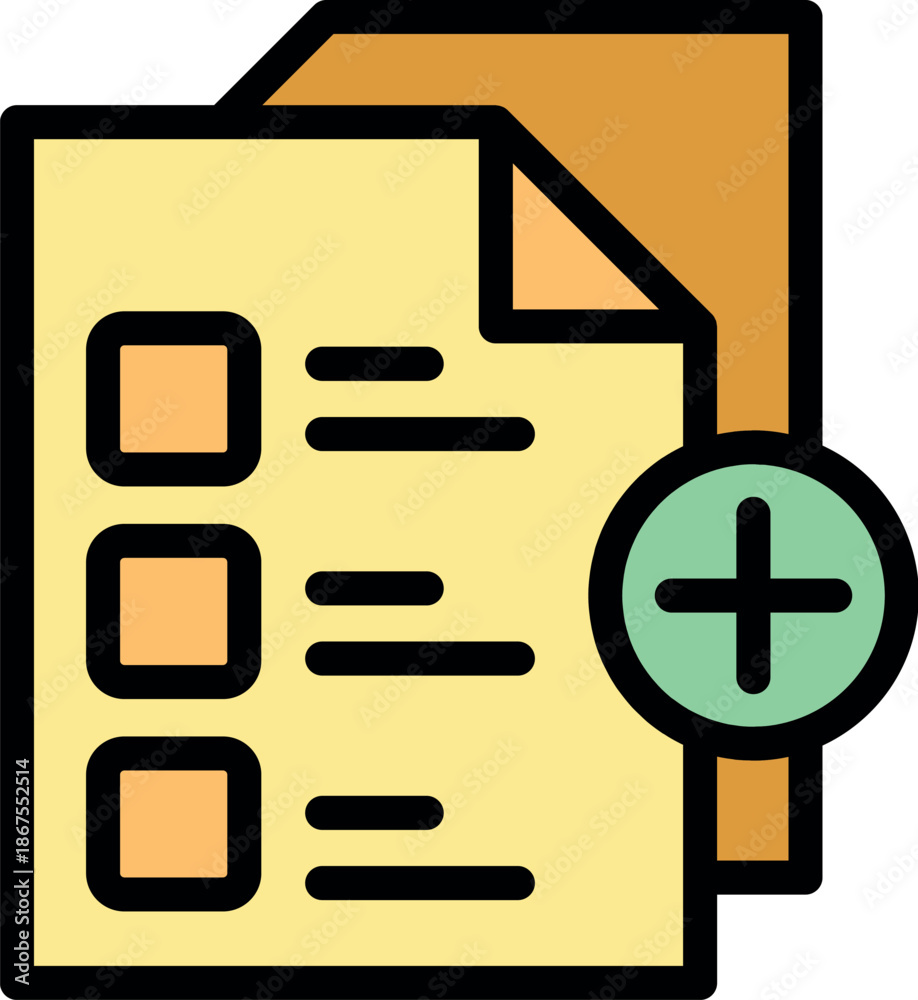 Plus sign icon is indicating adding new items to a checklist on a ...