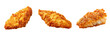 © Barun - Three pieces of crispy fried chicken tenders with golden brown breading isolated on a transparent background