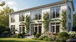 © Jawad - View of modern house exterior with swimming pool and lawn
