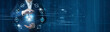 © Theyone - Businessman hand hold change management framework, digital transformation process, organizational adaptation strategy, business continuity