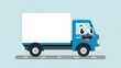 © susilo - Smiling cartoon delivery truck on road.