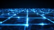 © Plaifah - Futuristic Blue Grid with Glowing Lines Illuminated in Dark Background, Digital Technology Concept for Innovations and Creative Design