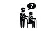 © Ziaul_Studio - A silhouetted image depicting a conversation between a caregiver and an elderly person with a question mark