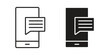 © iconic - Mobile message notification icons on white background. EPS 10. Editable linear style stroke. Vector icon