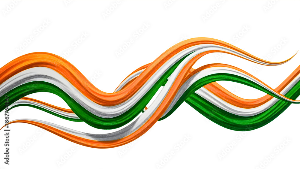 Vibrant Indian flag colors wave in dynamic motion