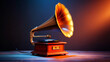 © Lila Patel - Vintage Gramophone with Horn and Record on Wooden Surface