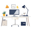 © Jamie - Home Office Work From Home Hybrid Office Zoomed Out Vector Graphic