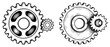 © InsomniaVideo - Mechanical gear wheels and cogs mechanism in engraving style