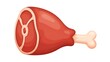 © Amri Grafika - A delicious cartoon illustration of a cooked ham hock with a bone sticking out, ready to be served and enjoyed