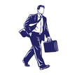 © MDREAZUL - Silhouette of a business professional in suit walking with briefcase towards success