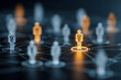 © Evhen Pylypchuk - Network connections show people linked together with one highlighted figure in orange
