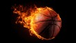 © JT Studio - A fiery basketball in motion, with flames swirling around it, creating a dynamic and energetic visual effect.