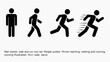 © Danial - business people Silhouette man Standing Walking Running Icon Set – People Movement Vector Illustration
