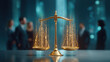 © javu - Golden balance scale implies serious justice fairness in corporate business office