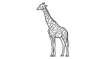  Minimalist Black White Giraffe Animal Vector Line Art Illustration