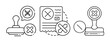 © Tanzim - Stamp denial, invalidation, and rejection document process line icons.