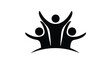 © PAKE - Three people with arms raised in a joyful celebration silhouette