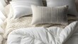© Md. Haaider Ali - Cozy bed arrangement with white bedding and textured knit blankets and pillows image