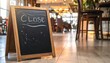 © Happy - Closed cafe sign on wooden floor