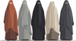 © al - Create a kinds of deferent smart burqa vector art with white background.