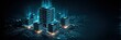© Neural Pixels - Digital server network with glowing data flowing in a deep tech environment