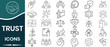 © Ankita - Set of trust icon vector. Icon for confidence credibility, empathy, responsibility, reliable, friends, ethics, assurance, promise, trustworthy, truth, faith, sincerity and more. Vector illustration.