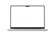 © sdecoret - Modern laptop screen isolated on transparent background. Silver color. Front view of a modern computer. 3d rendering