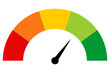 © David Kreuzberg - vector risk level barometer or stress level speedometer meter measure with skale of red, orange, yellow, light green and green isolated on white or transparent png
