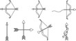 © JorgeEmanuel - Collection of various bows and arrows for drawing and archery isolated on white background