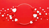 Celebrate love with floating hearts on a vibrant red background