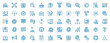 © alexdndz - Management headhunting web icons set in line design. Duotone pictogram pack of office, job interview, development, career, employment, contract, offer, more outline stroke signs. Vector illustration.