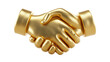 © Orod - Gold 3D metallic handshake icon showing partnership and agreement isolated on transparent background.