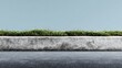 © florynstudio3 - A minimalistic depiction of a concrete curb with grass and asphalt against a serene blue sky backdrop