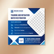 © 1234design - training and mitigation water restoration services banner template design on square layout. square layout background with combination blue element and photo space. infographic text and icon element.