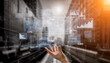 © InfiniteFlow - A hand reaches out towards a series of digital data visualizations featuring graphs, charts and metrics, embodying the integration of technology in modern business environments. Scalp
