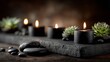 © MKS - A picture of a yoga mat with candles, stones, and plants presents a peaceful tableau; the flickering candlelight enhances the Zen space, and a relaxing, wellness‑focused vibe pervades the image