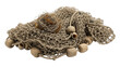 © El Casteleiro - Pile of old fishing net with floats isolated on transparent background