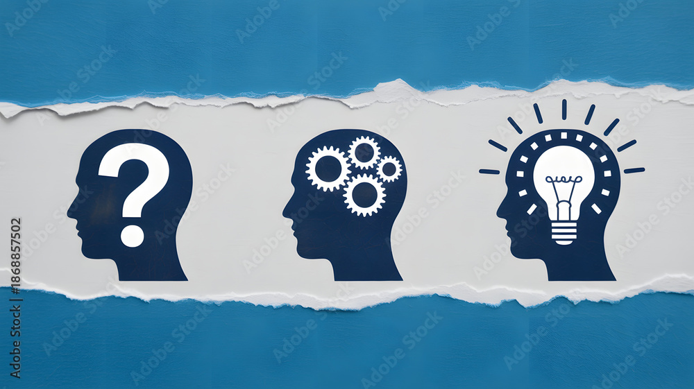 Human Questioning Conceptual illustration of human heads showing questioning problem ...