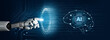© InfiniteFlow - A generative AI assistant visualizes the structure of its own deep learning neural network. The central processor powers the complex connections of its digital brain. Fermion