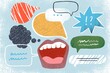 © Volha Kaliaha/Stocksy - Open mouths with speech bubbles and message icons